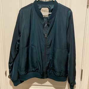 teal bomber jacket
